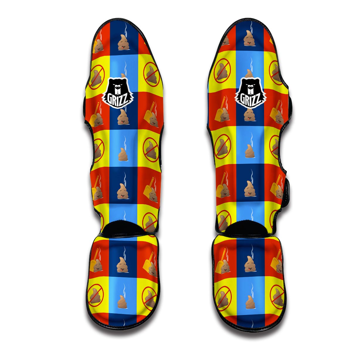 Poop Emoji Pattern Print Muay Thai Shin Guards-grizzshop