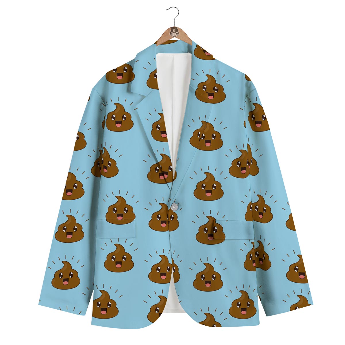Poop Emoji Print Pattern Men's Blazer-grizzshop