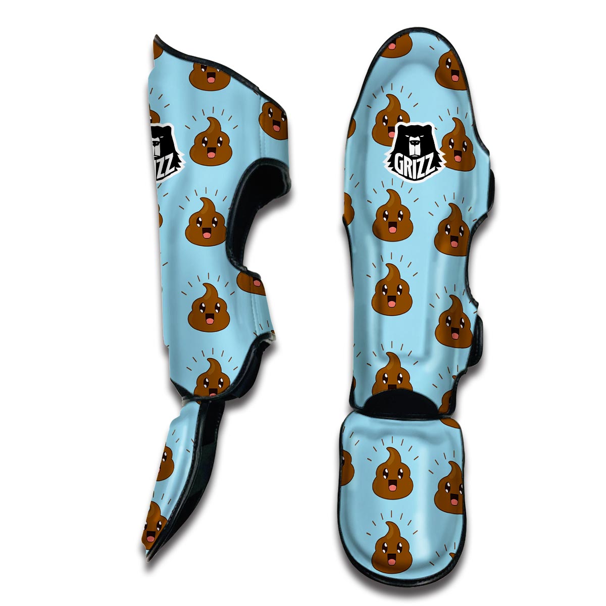 Poop Emoji Print Pattern Muay Thai Shin Guards-grizzshop