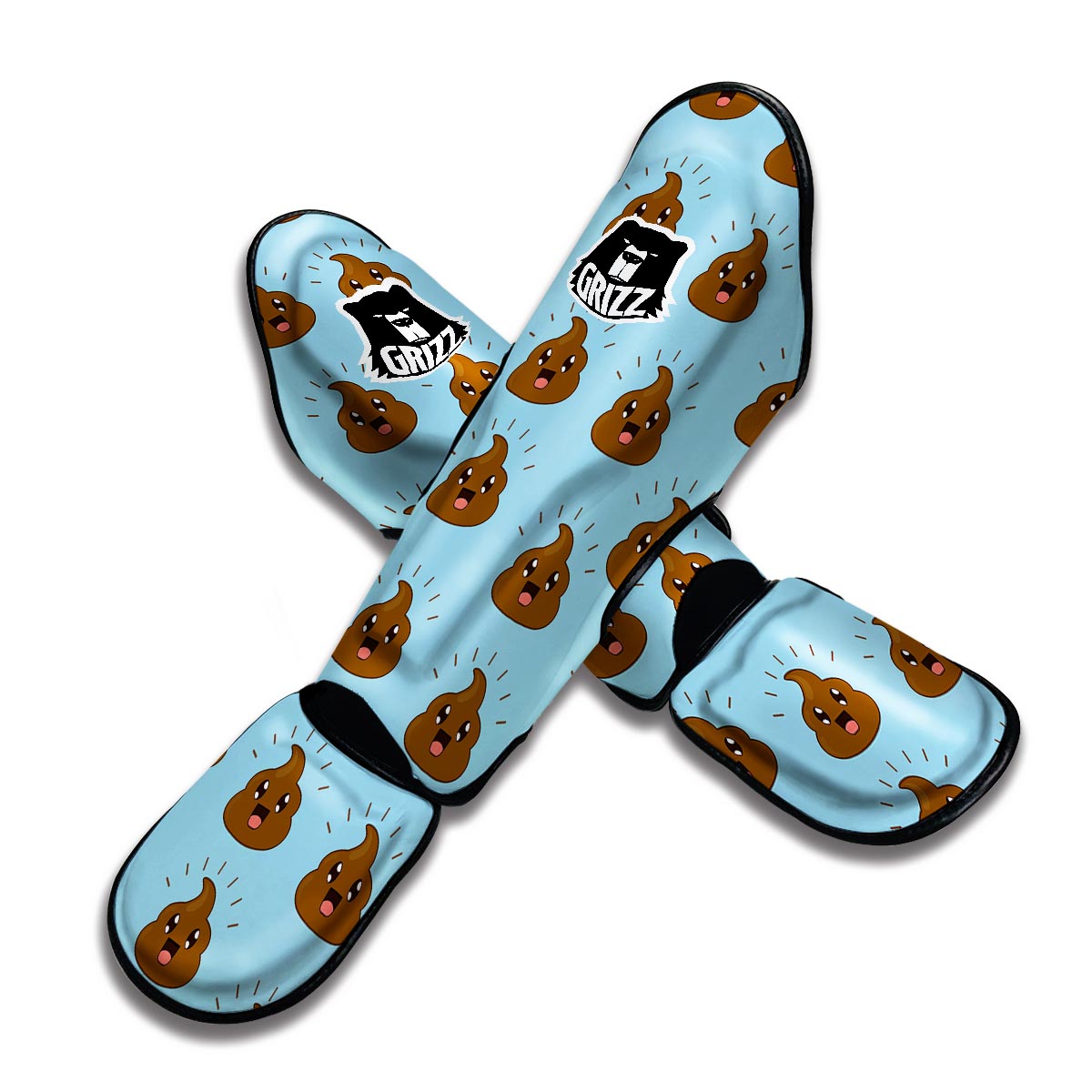 Poop Emoji Print Pattern Muay Thai Shin Guards-grizzshop