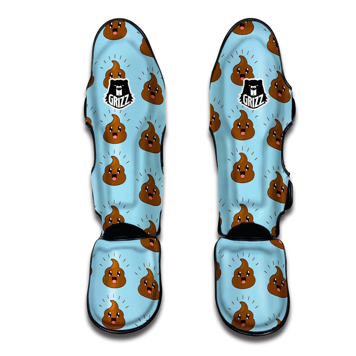 Poop Emoji Print Pattern Muay Thai Shin Guards-grizzshop