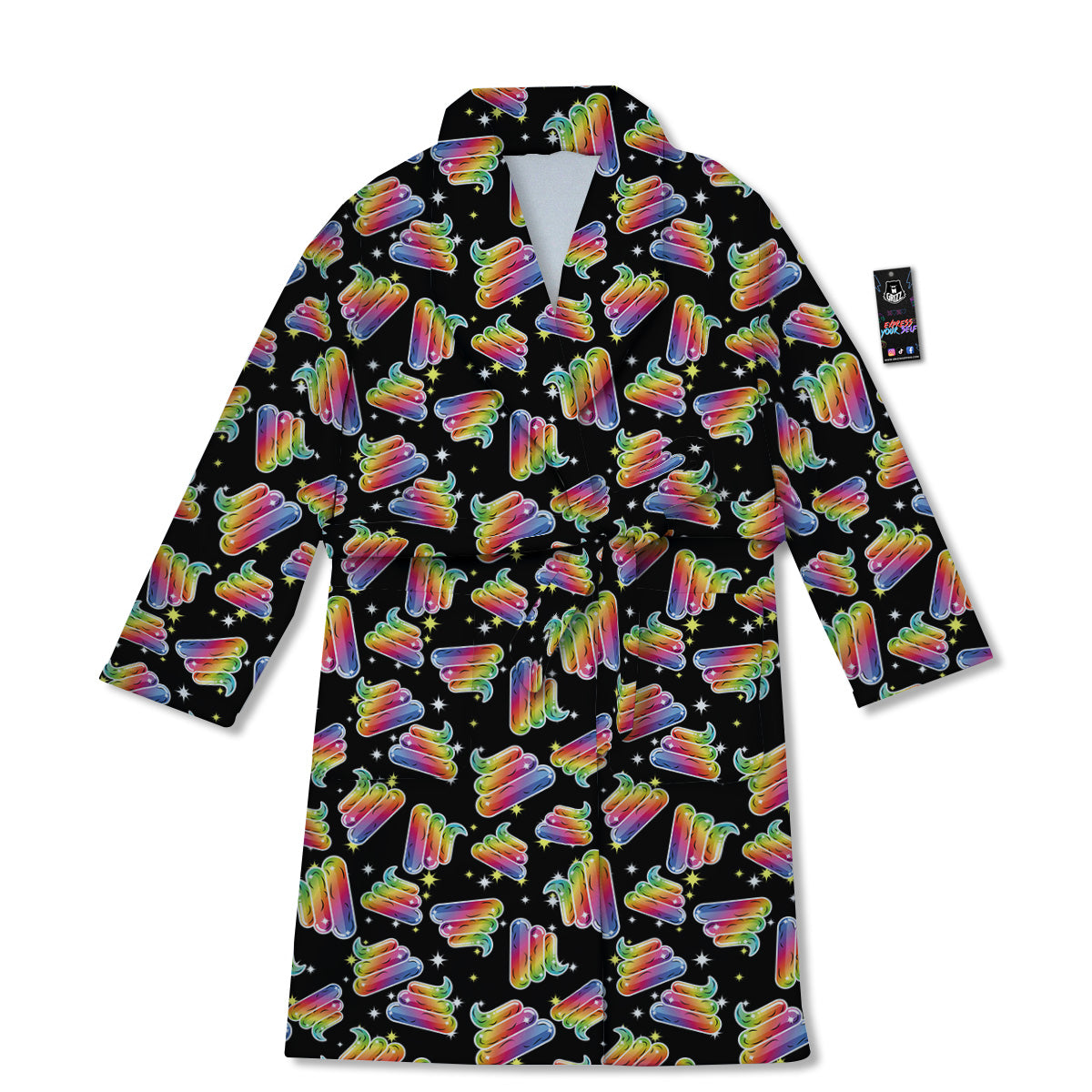 Poop Rainbow Cute Print Pattern Bathrobe-grizzshop