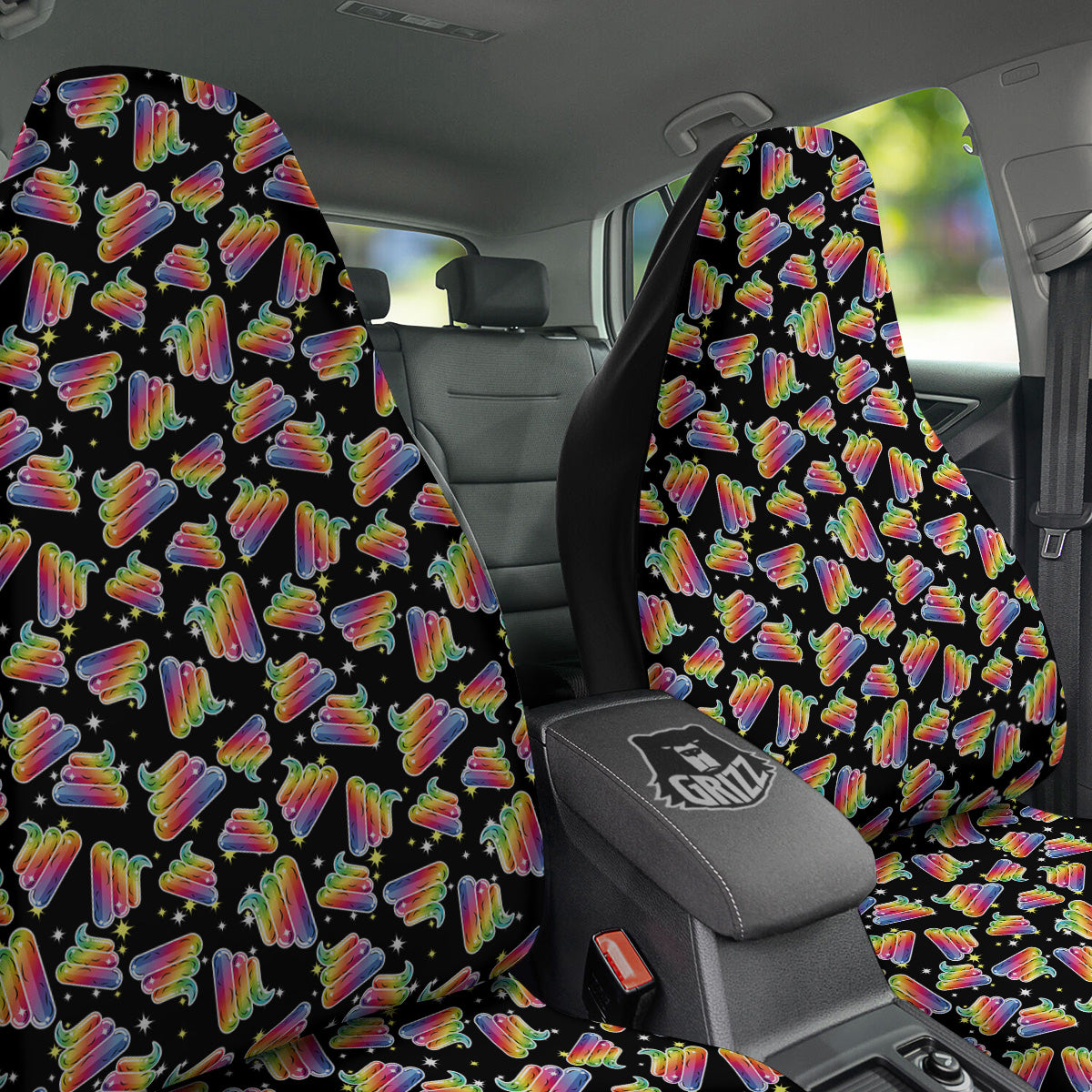 Poop Rainbow Cute Print Pattern Car Seat Covers-grizzshop