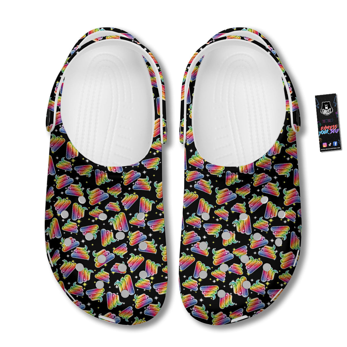 Poop Rainbow Cute Print Pattern Clog-grizzshop