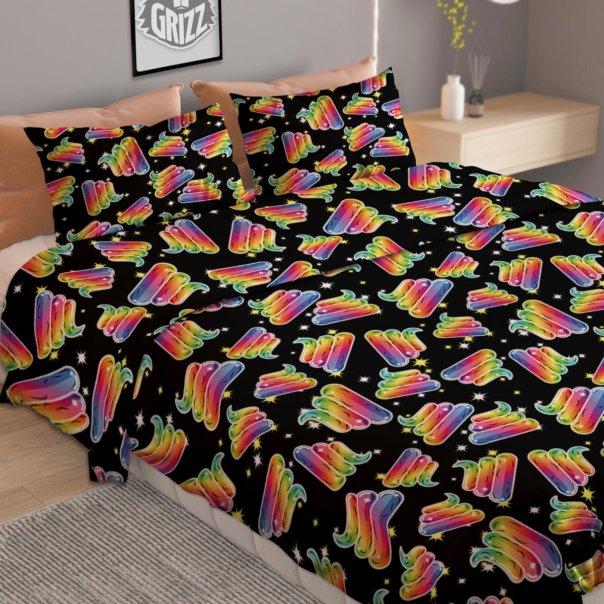 Poop Rainbow Cute Print Pattern Duvet Cover Bedding Set