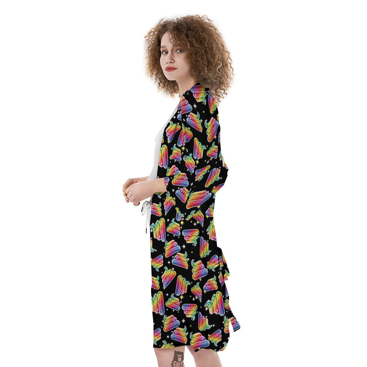 Poop Rainbow Cute Print Pattern Kimono-grizzshop