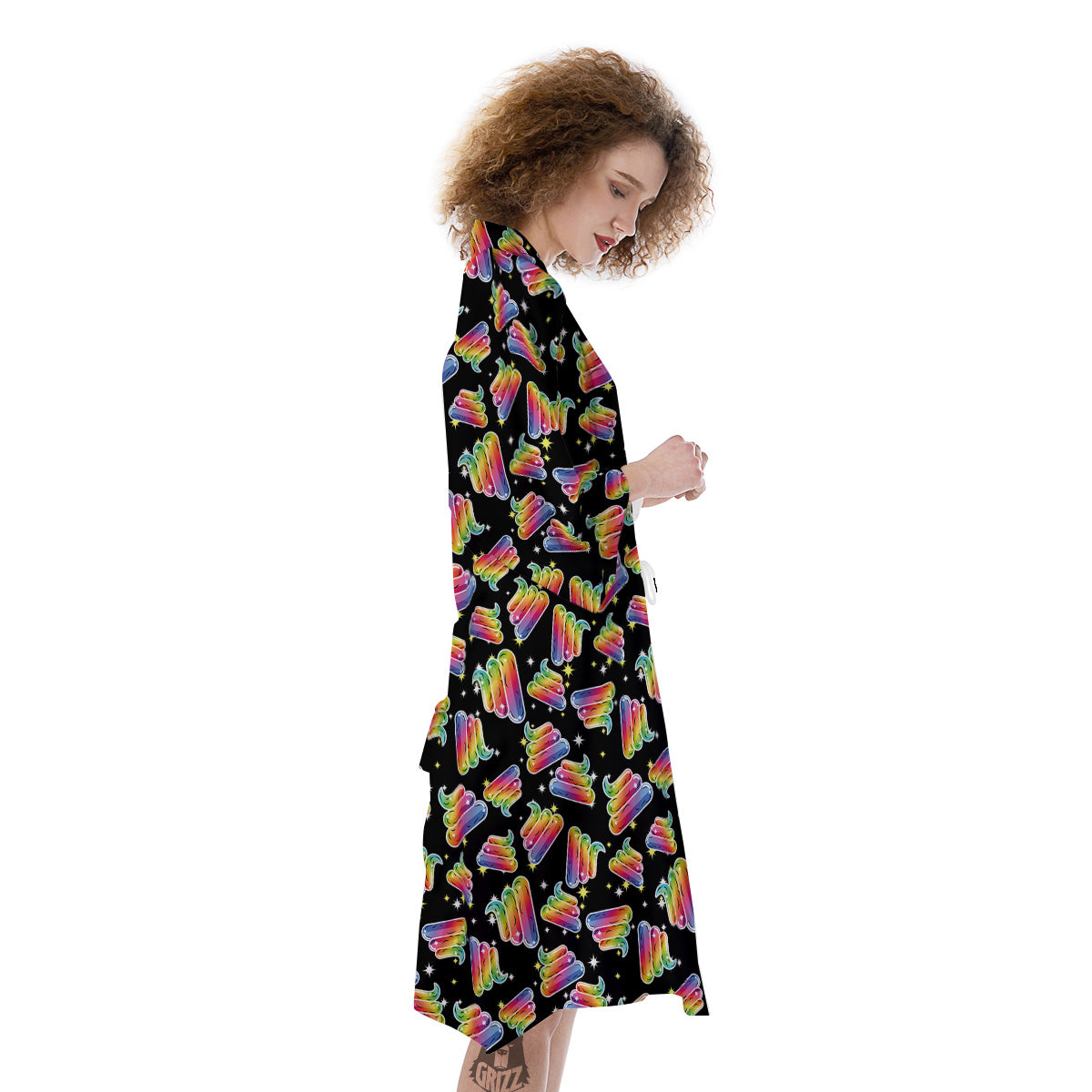 Poop Rainbow Cute Print Pattern Kimono-grizzshop
