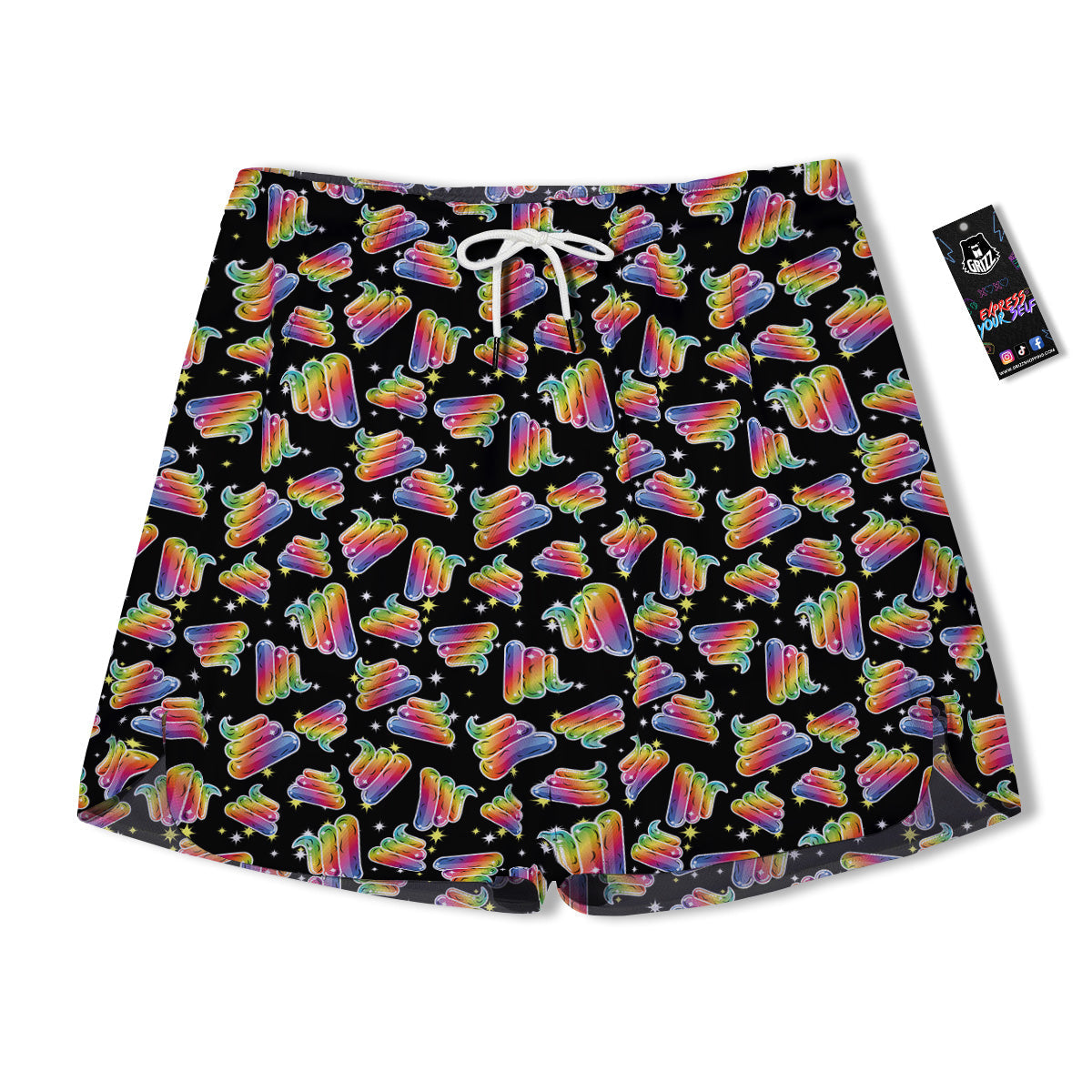 Poop Rainbow Cute Print Pattern Men's Running Shorts-grizzshop