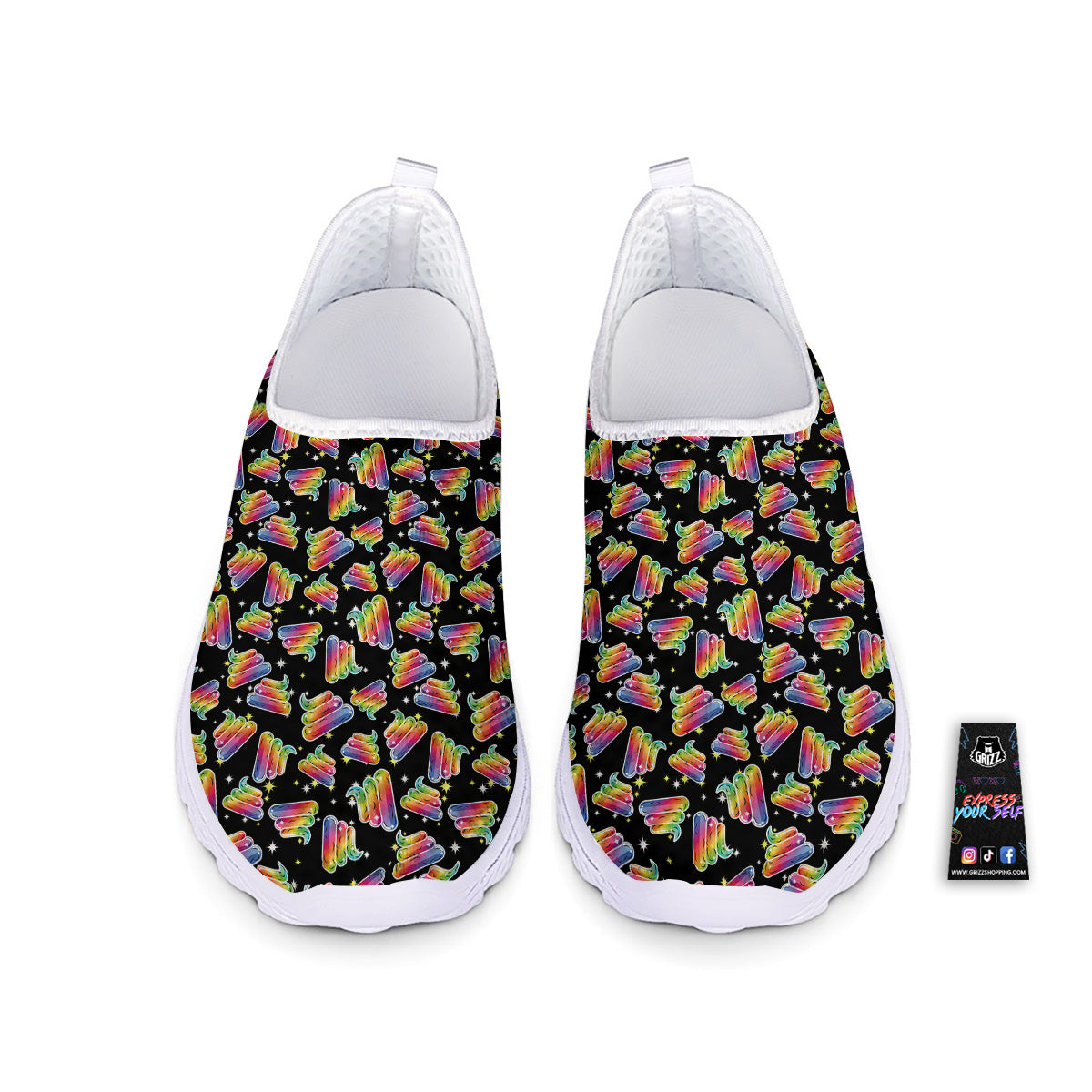 Poop Rainbow Cute Print Pattern Nurse Shoes-grizzshop