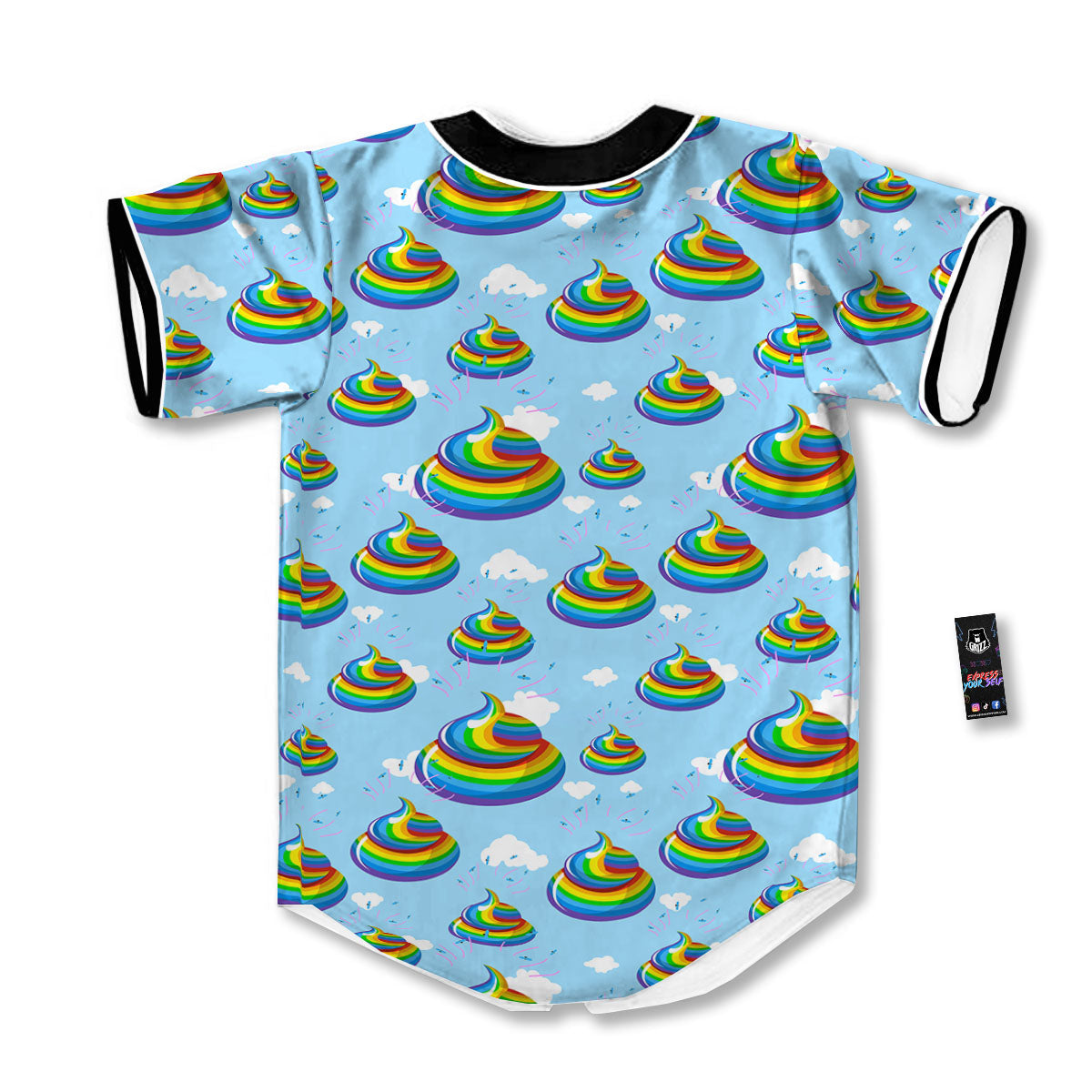 Poop Rainbow Print Pattern Baseball Jersey-grizzshop