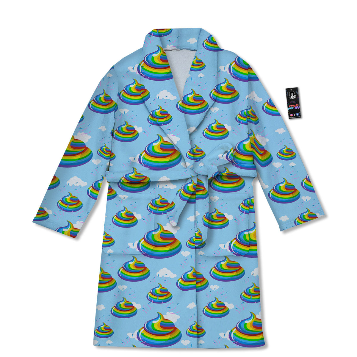 Poop Rainbow Print Pattern Bathrobe-grizzshop