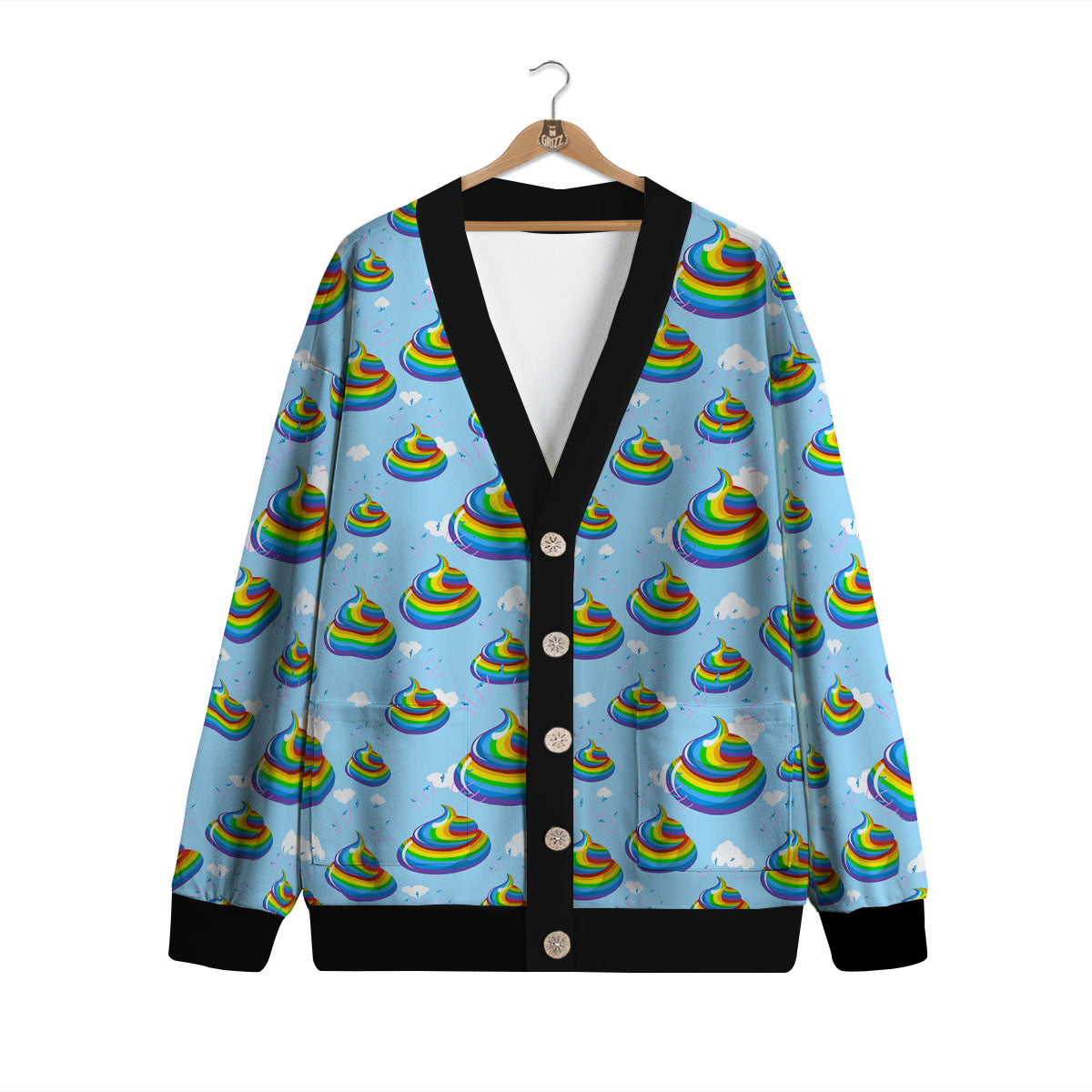 Poop Rainbow Print Pattern Cardigan-grizzshop
