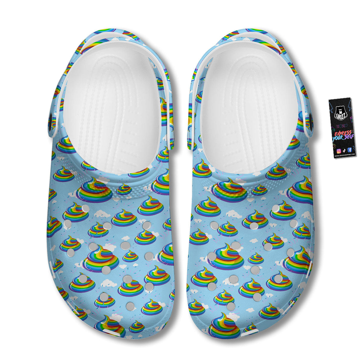 Poop Rainbow Print Pattern Clog-grizzshop