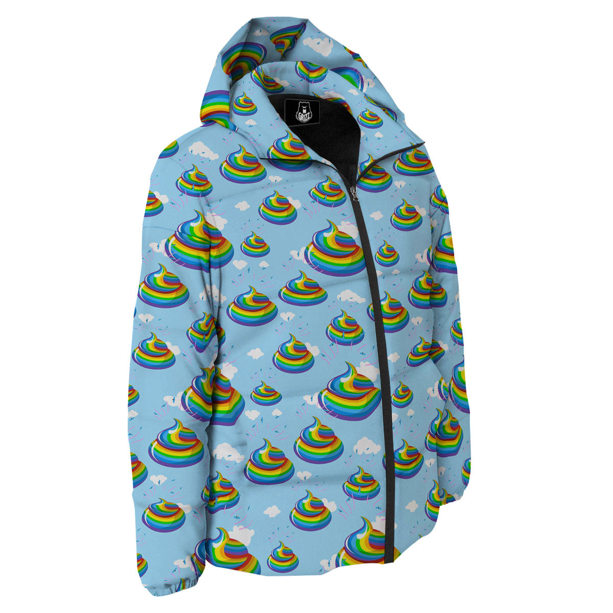 Poop Rainbow Print Pattern Down Jacket-grizzshop