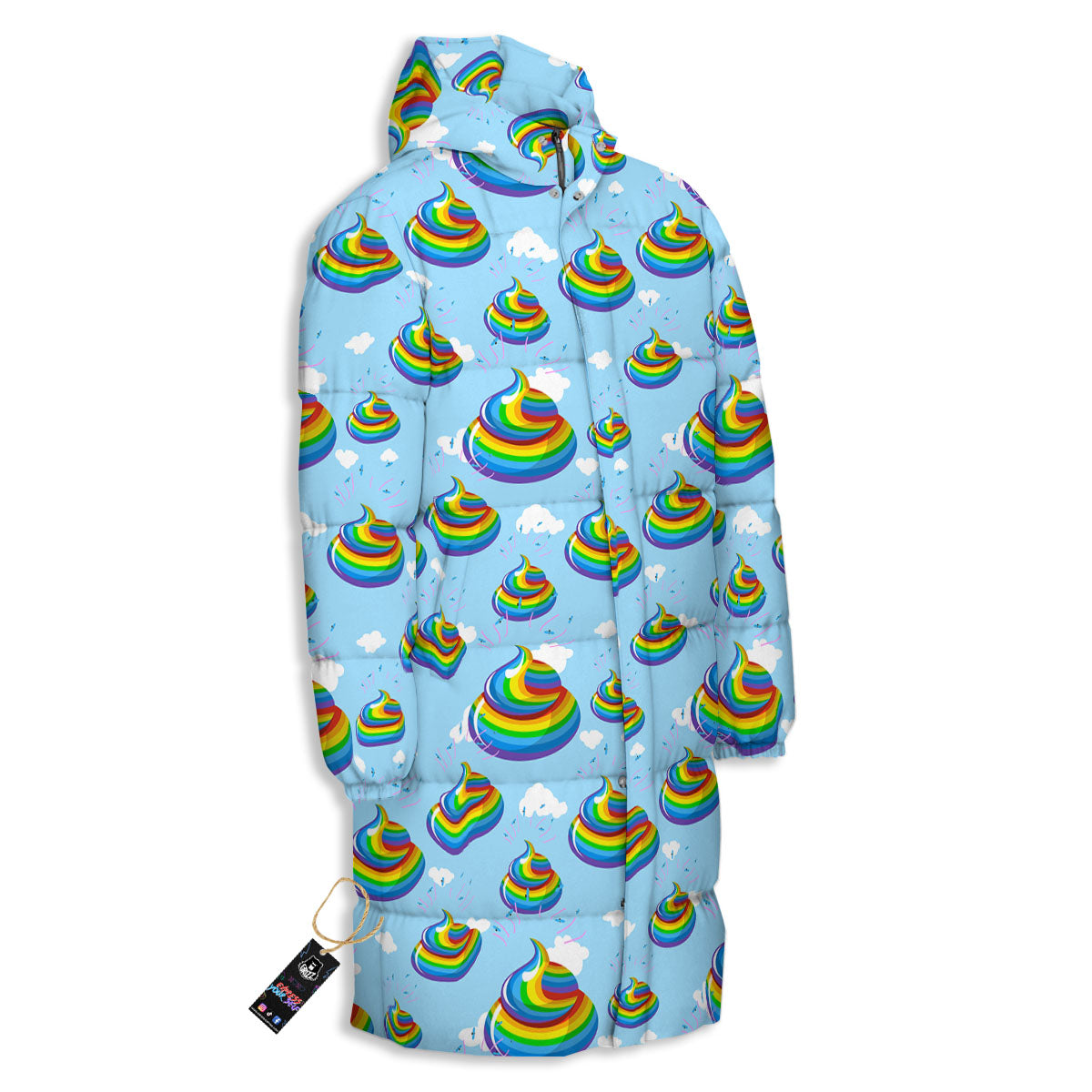 Poop Rainbow Print Pattern Long Down Jacket-grizzshop