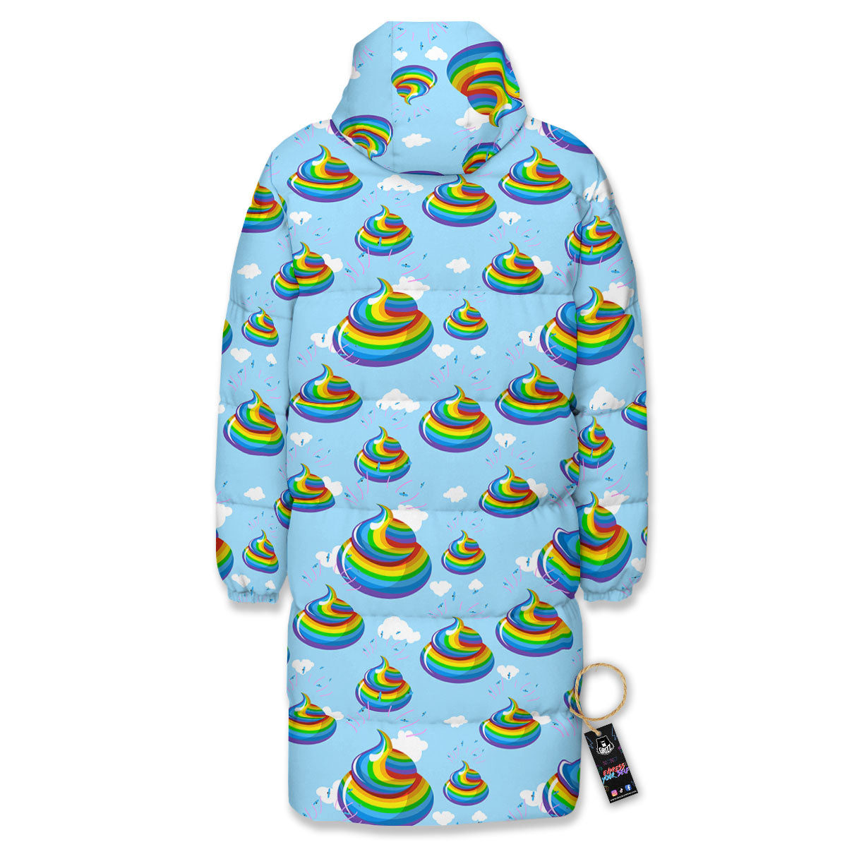 Poop Rainbow Print Pattern Long Down Jacket-grizzshop