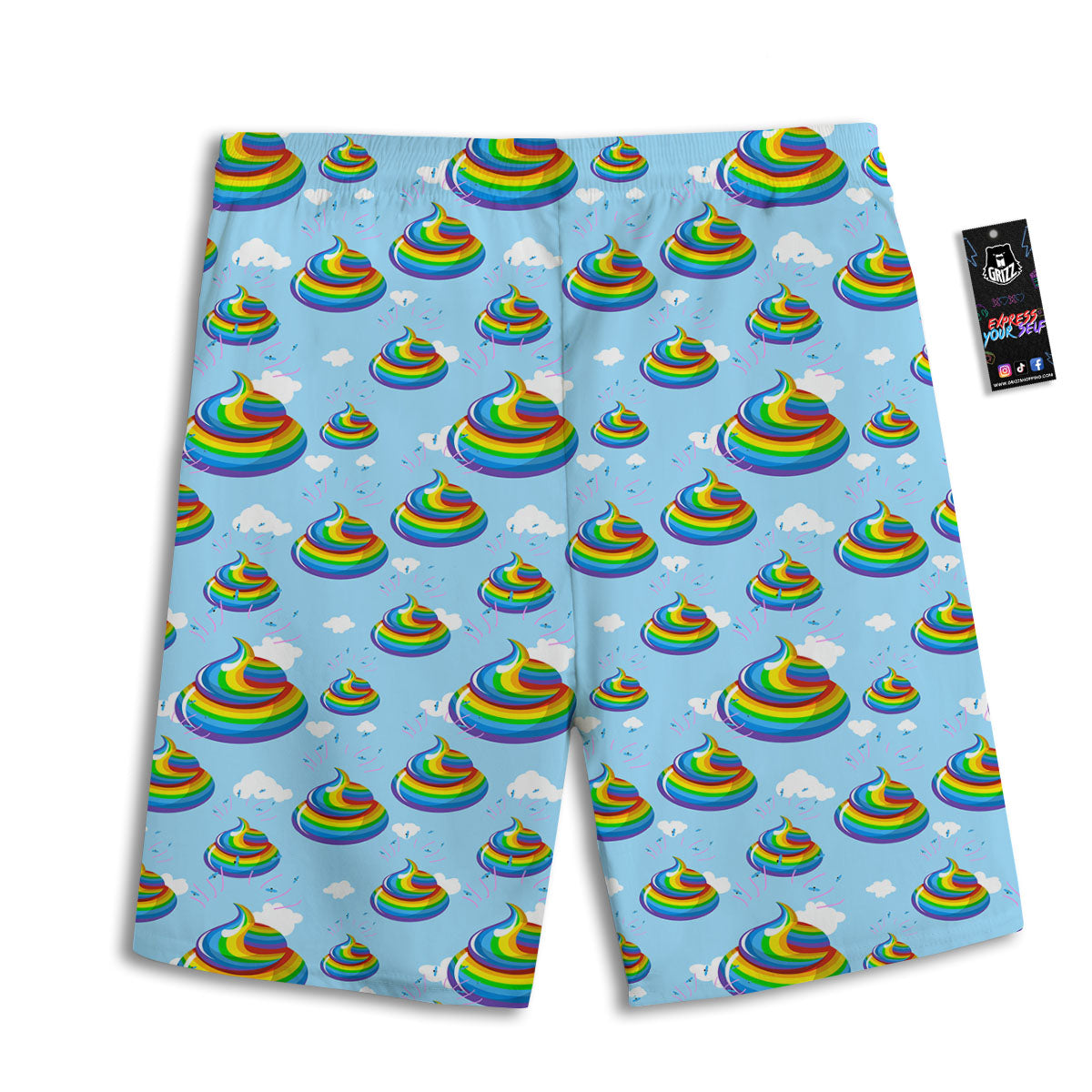Poop Rainbow Print Pattern Men's Athletic Shorts