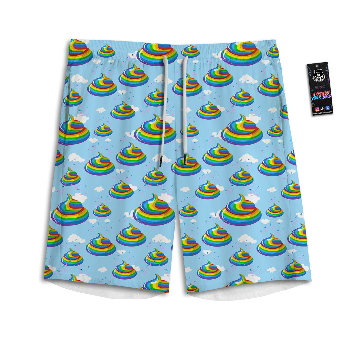 Poop Rainbow Print Pattern Men's Athletic Shorts