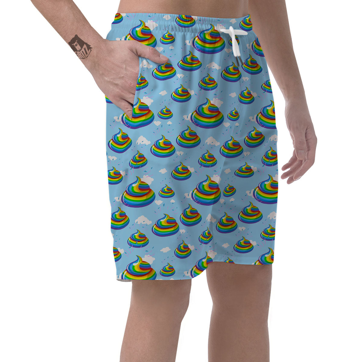 Poop Rainbow Print Pattern Men's Shorts-grizzshop