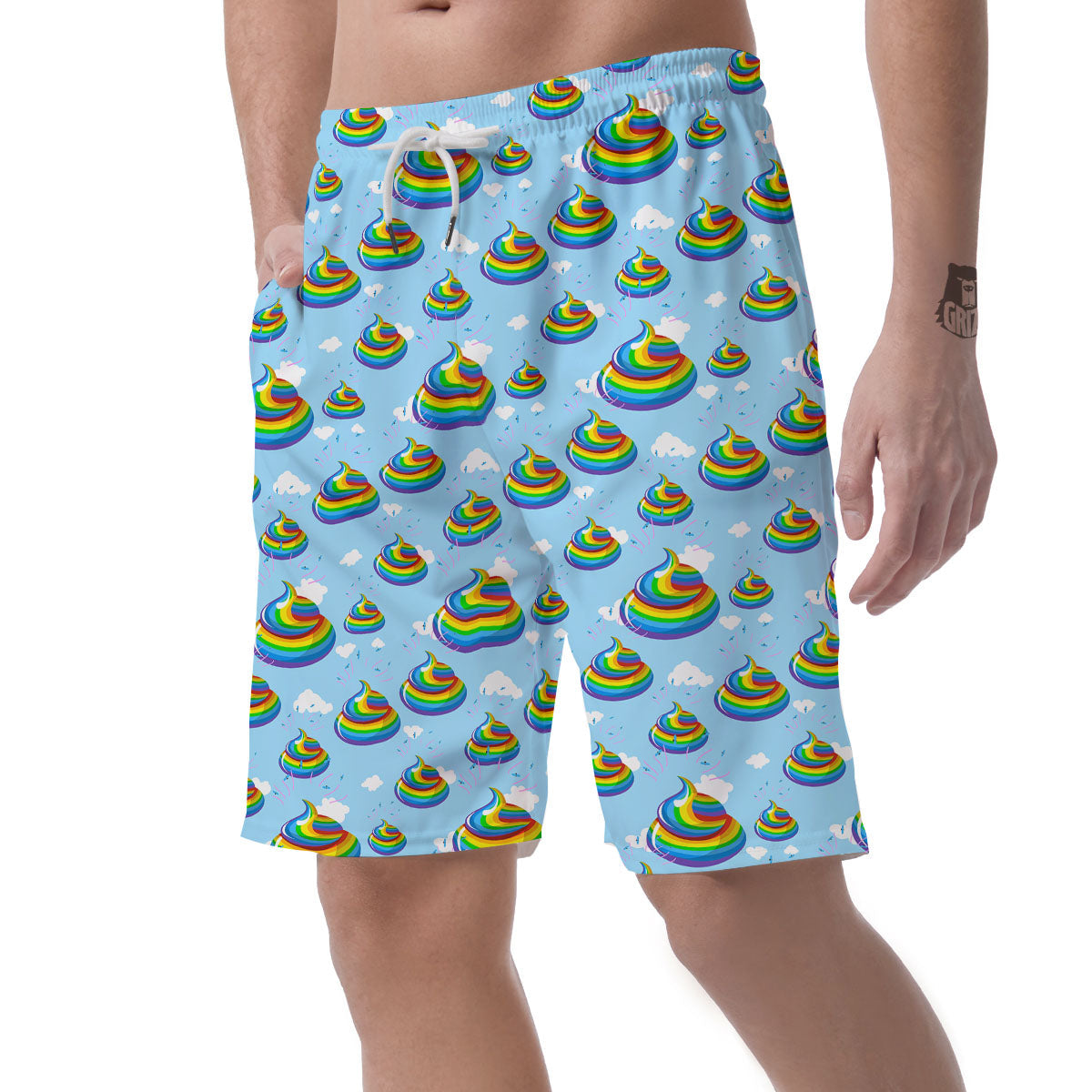 Poop Rainbow Print Pattern Men's Shorts-grizzshop