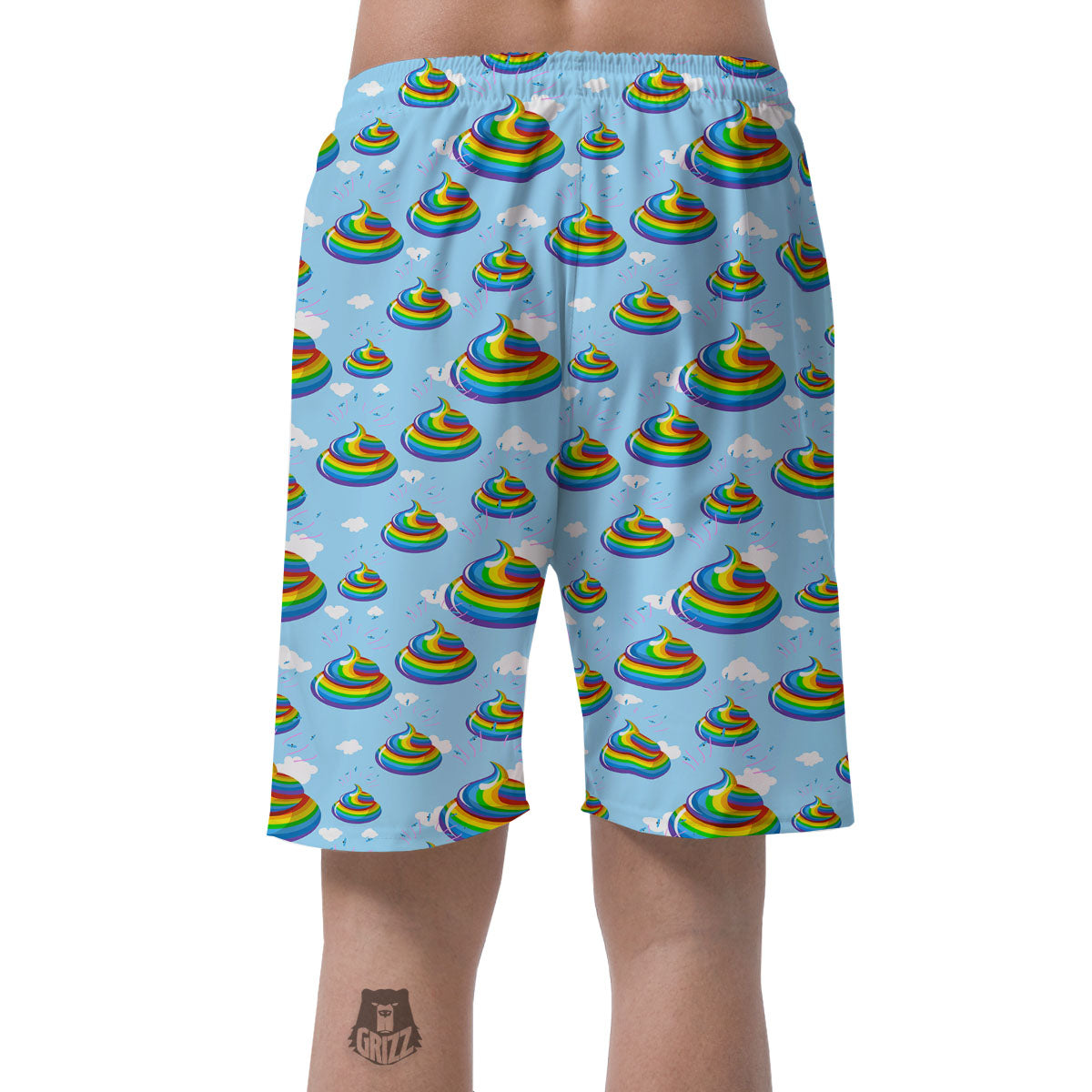 Poop Rainbow Print Pattern Men's Shorts-grizzshop