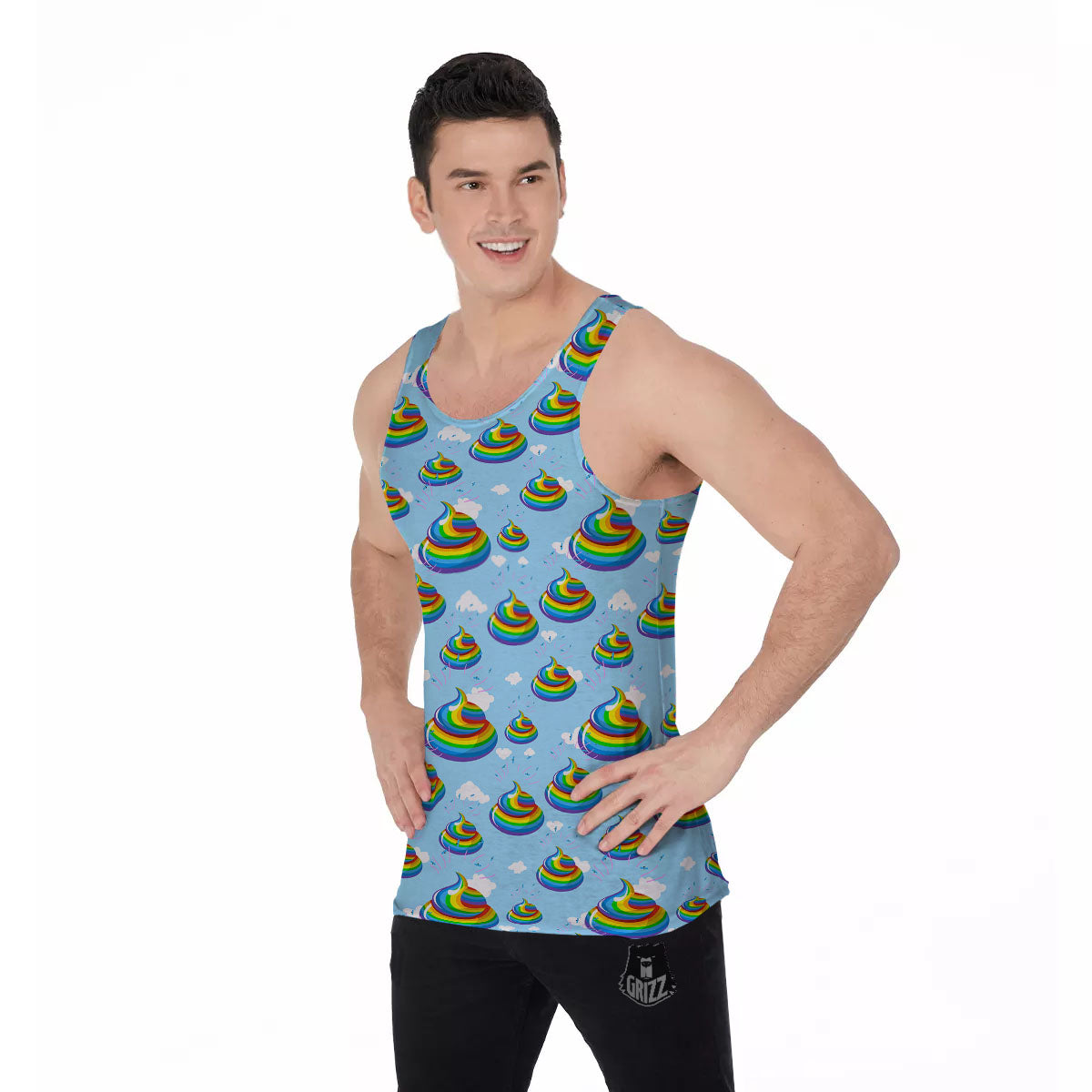 Poop Rainbow Print Pattern Men's Tank Top-grizzshop