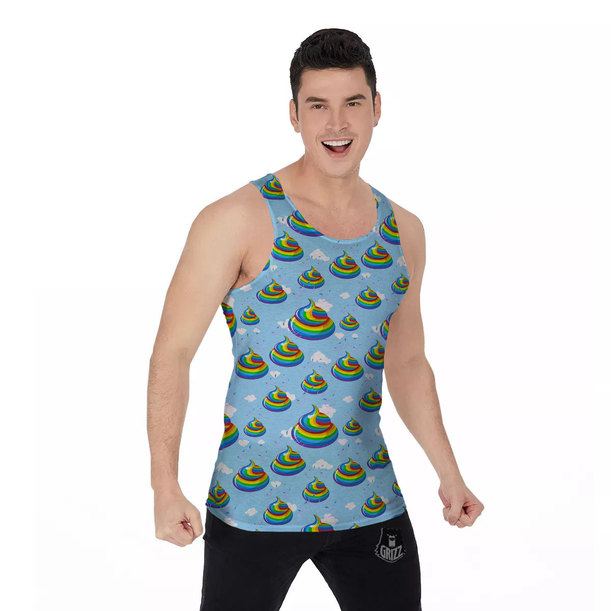 Poop Rainbow Print Pattern Men's Tank Top-grizzshop