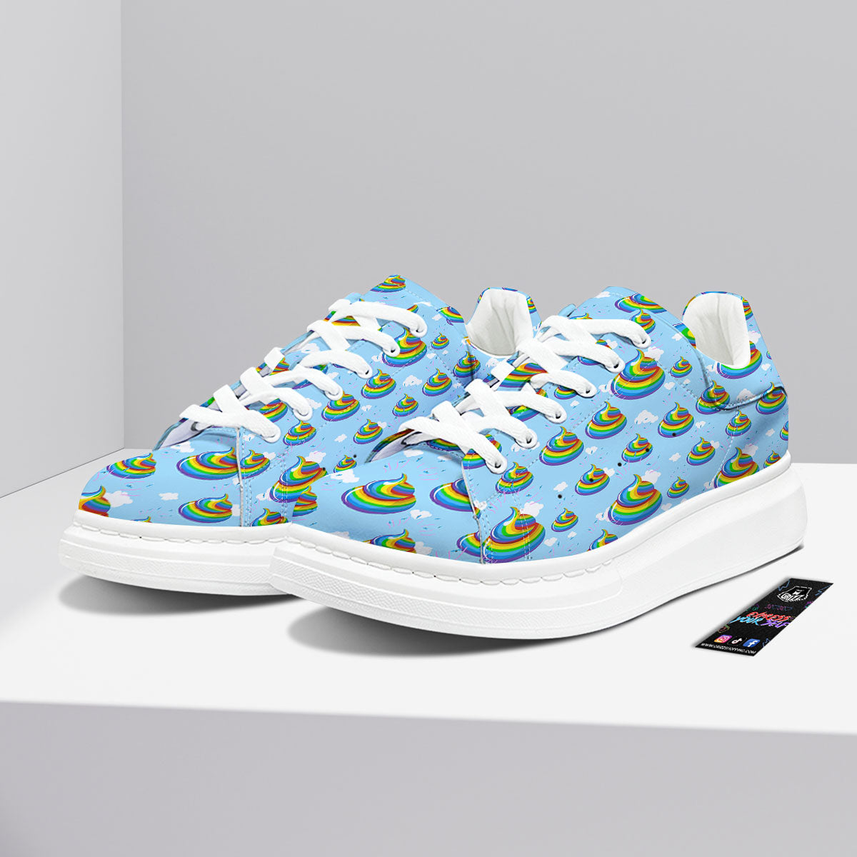 Poop Rainbow Print Pattern Platform Shoes-grizzshop