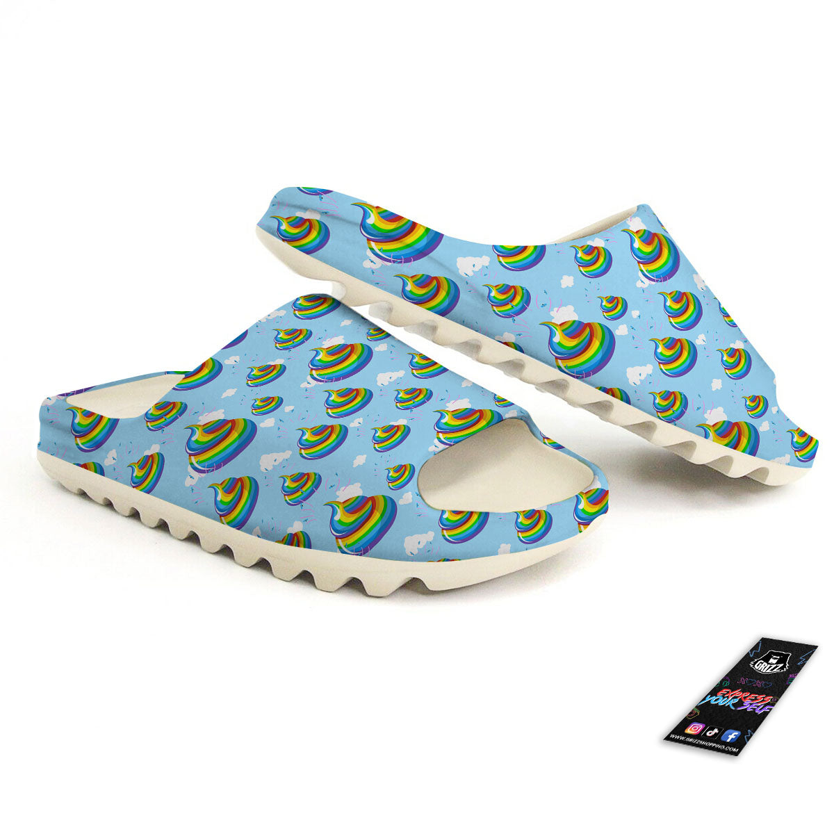 Poop Rainbow Print Pattern Sandals-grizzshop