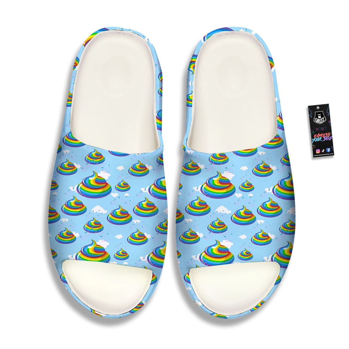 Poop Rainbow Print Pattern Sandals-grizzshop