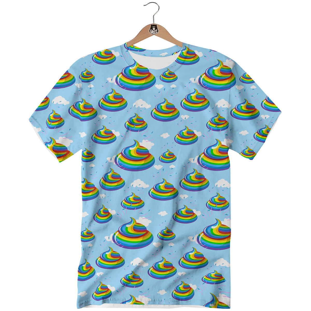 Poop Rainbow Print Pattern T-Shirt-grizzshop