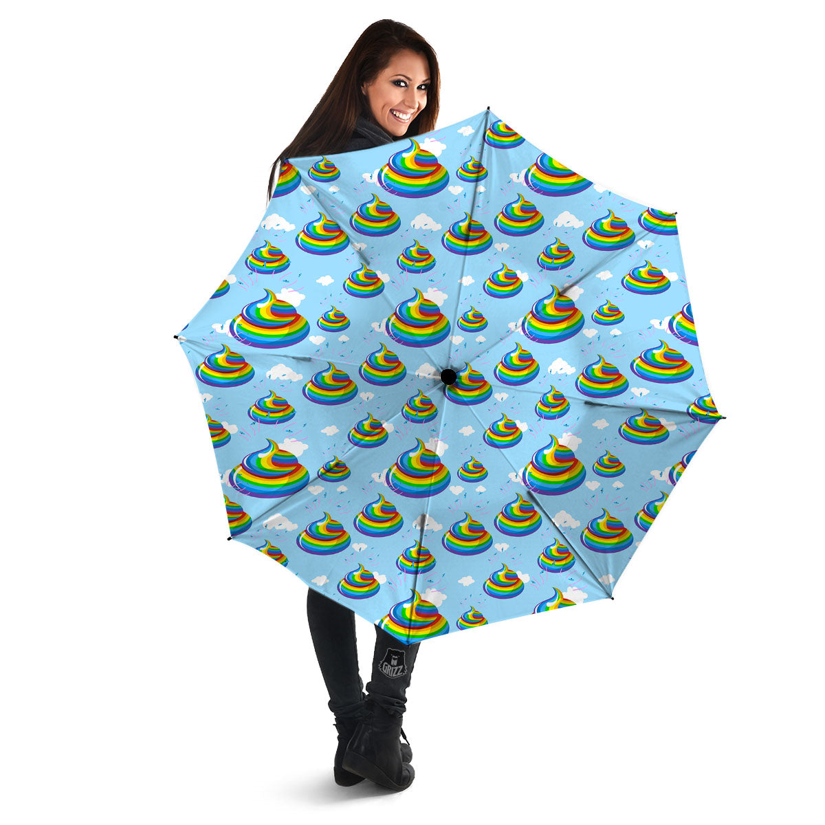 Poop Rainbow Print Pattern Umbrella-grizzshop