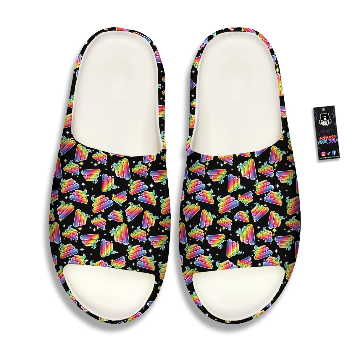 Poop Rainbow Cute Print Pattern Sandals-grizzshop
