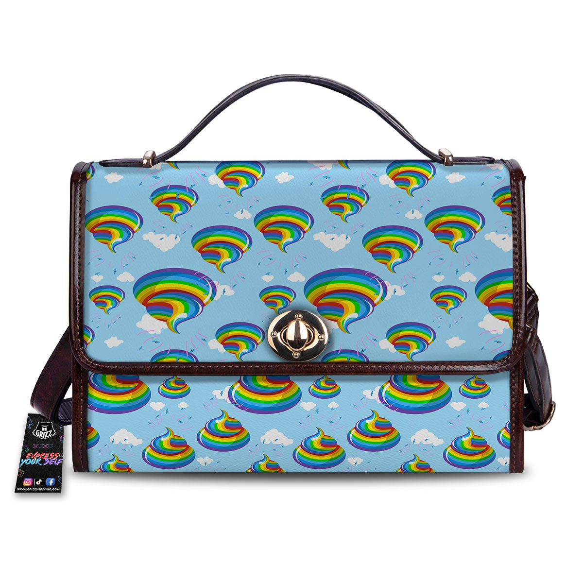 Poop Rainbow Print Pattern Women's Satchel Bag