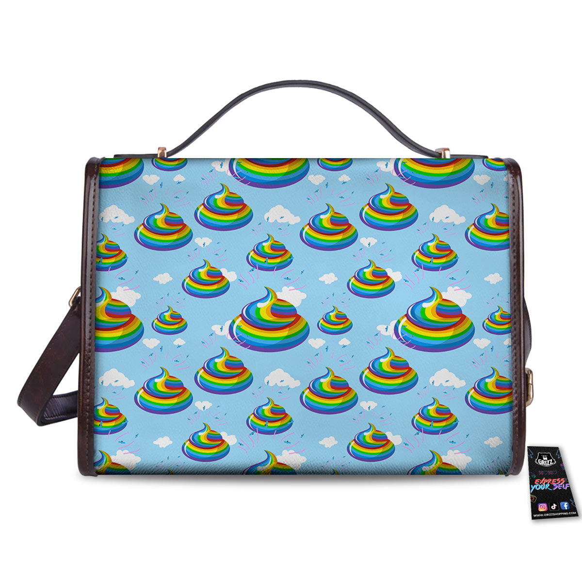Poop Rainbow Print Pattern Women's Satchel Bag