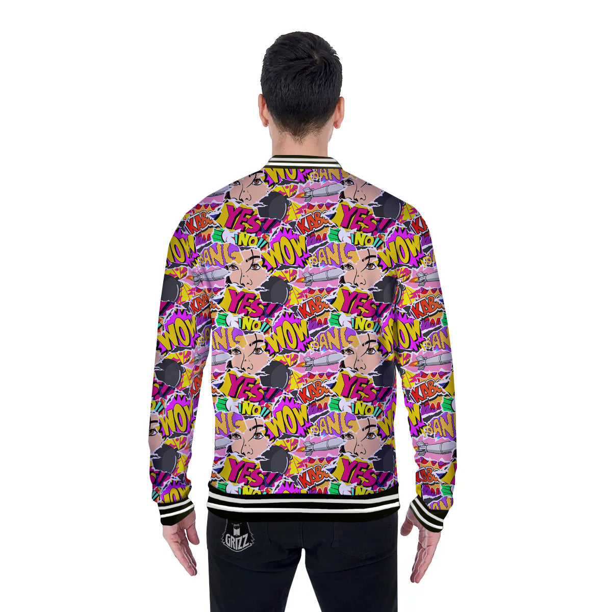 Pop Art Comics Print Pattern Baseball Jacket-grizzshop