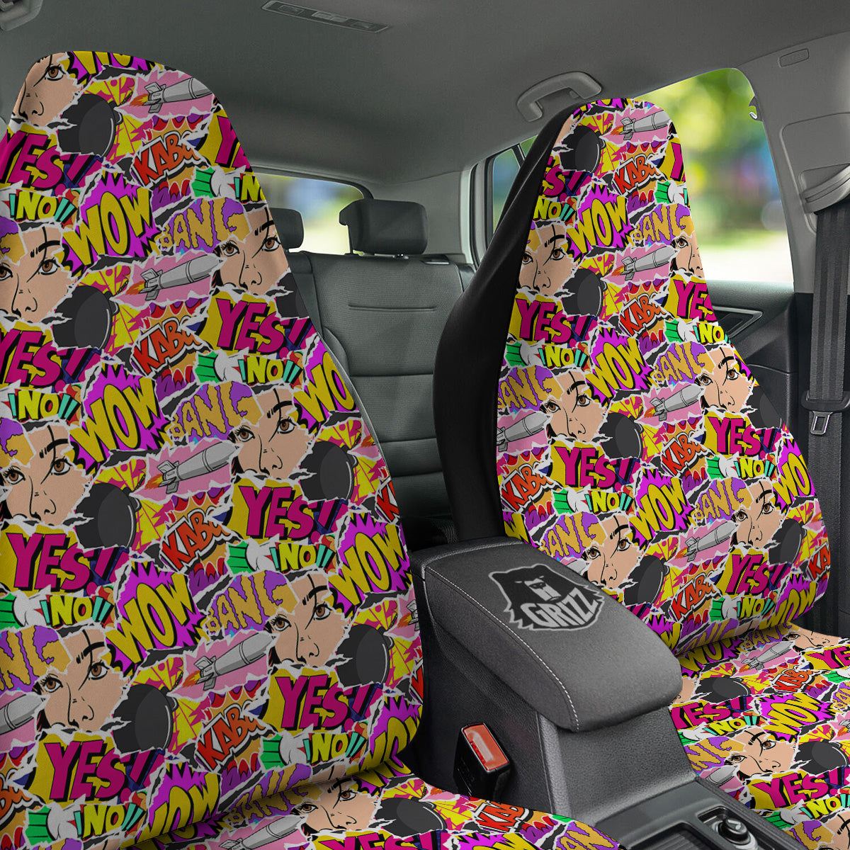 Pop Art Comics Print Pattern Car Seat Covers-grizzshop