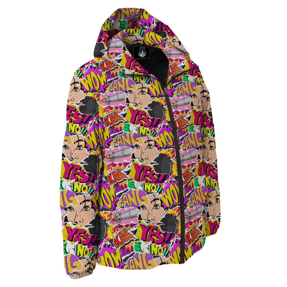 Pop Art Comics Print Pattern Down Jacket-grizzshop