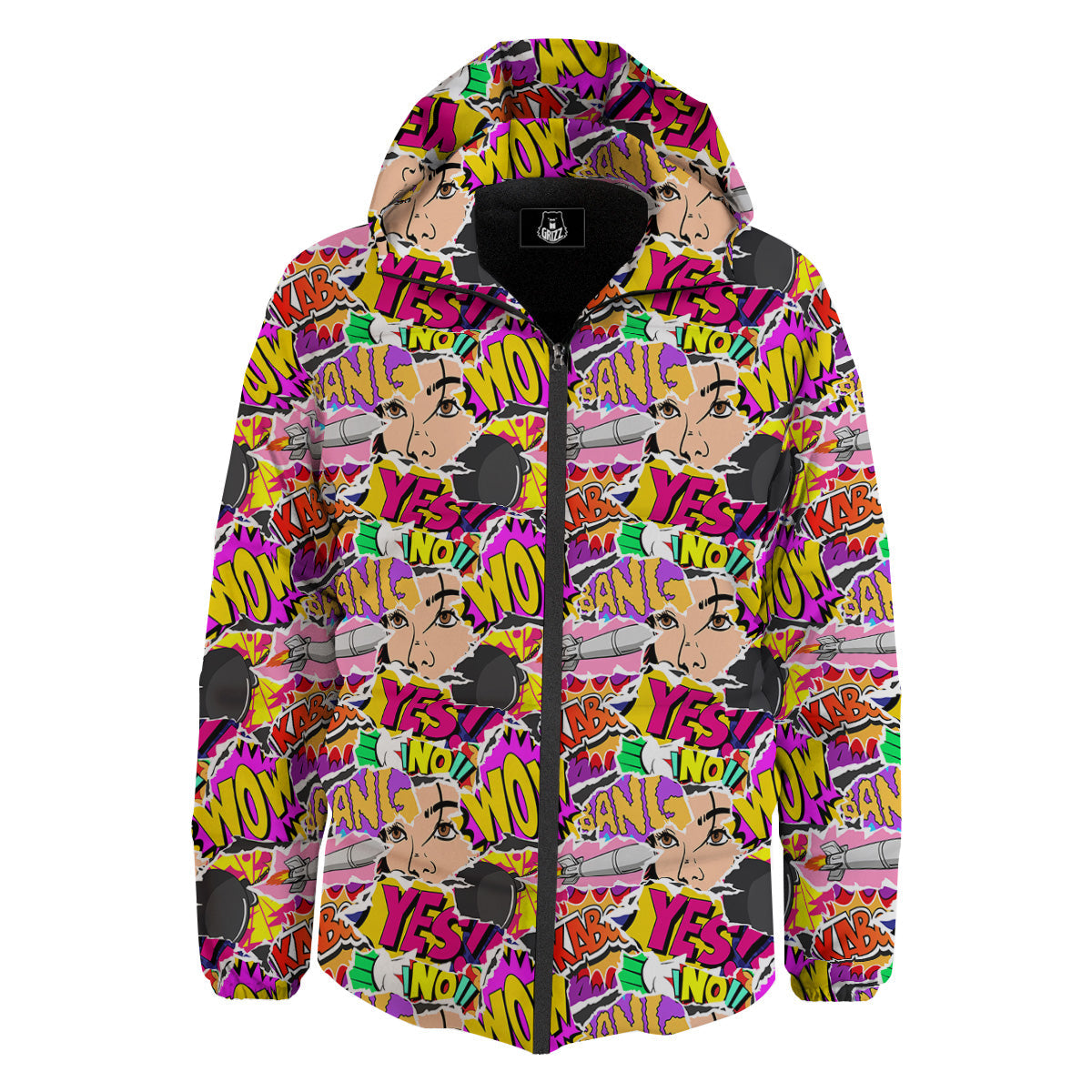 Pop Art Comics Print Pattern Down Jacket-grizzshop