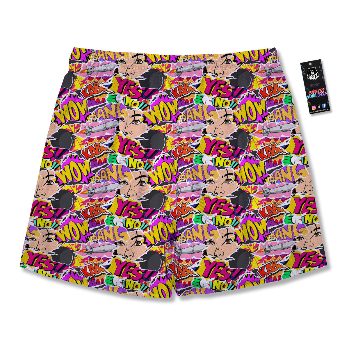 Pop Art Comics Print Pattern Men's Running Shorts-grizzshop