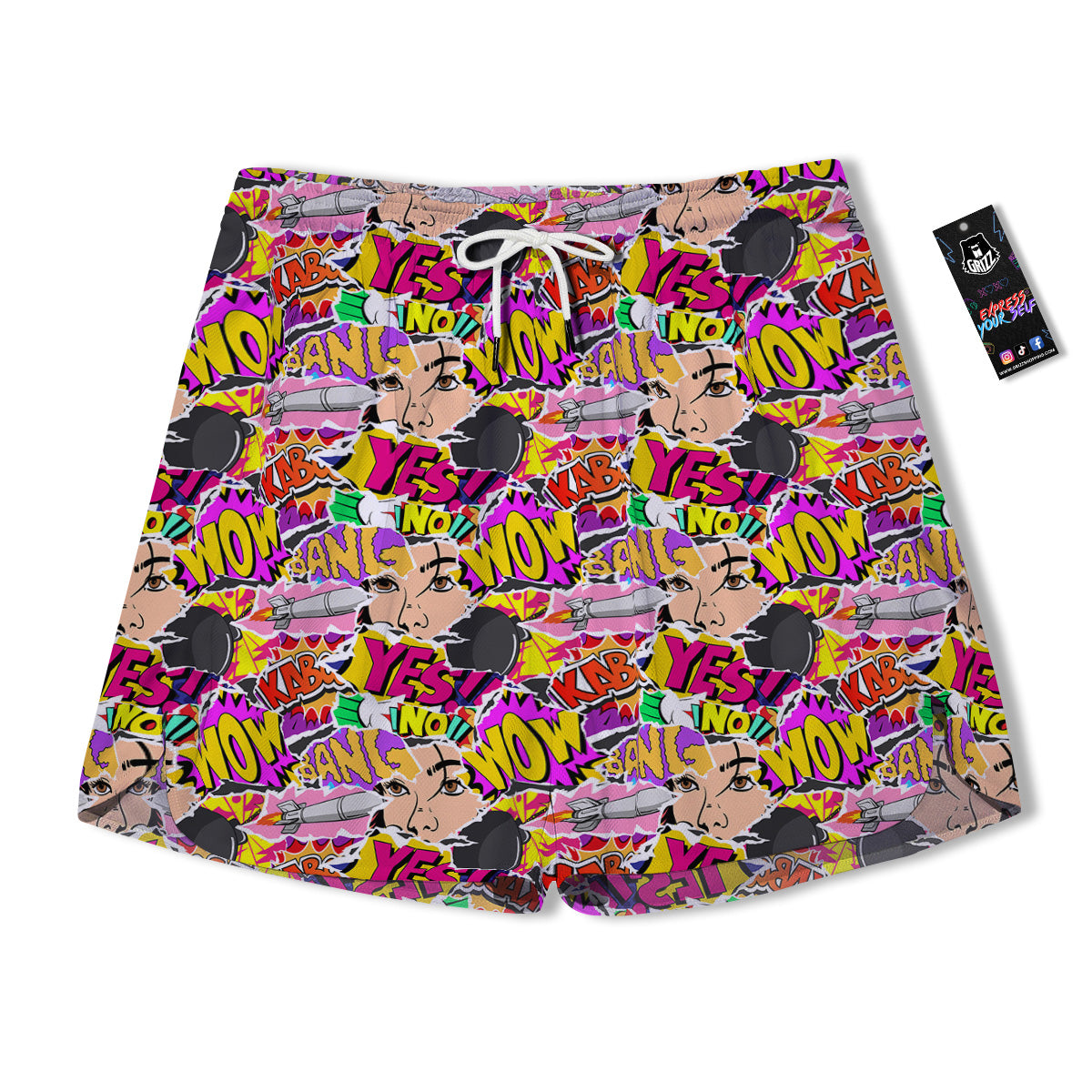 Pop Art Comics Print Pattern Men's Running Shorts-grizzshop