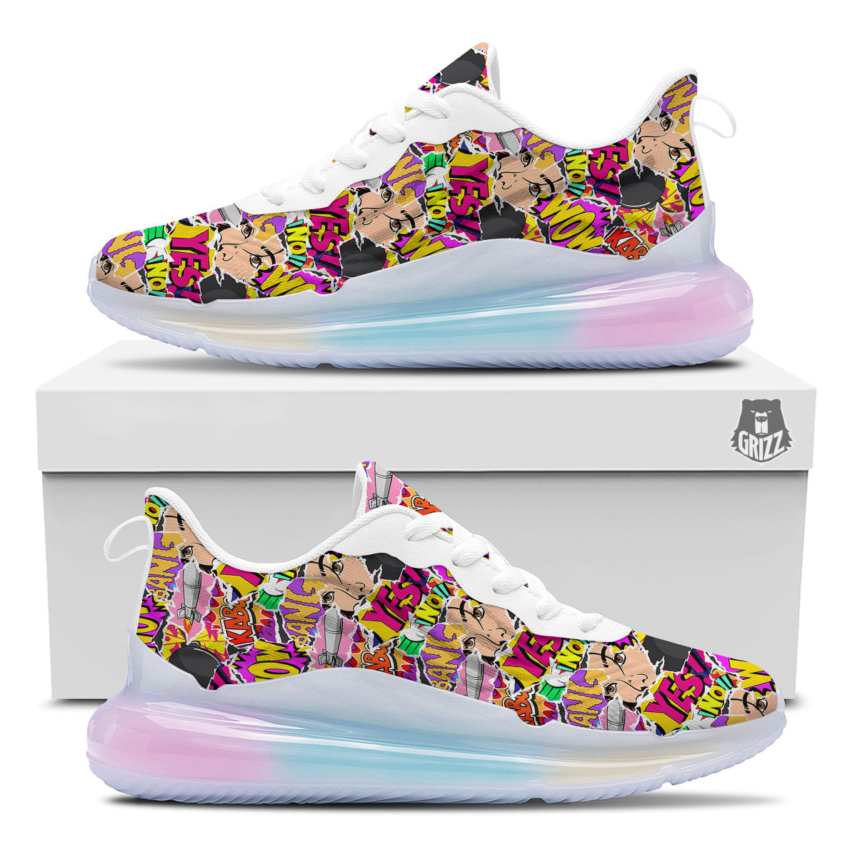 Pop Art Comics Print Pattern Running Sneakers-grizzshop