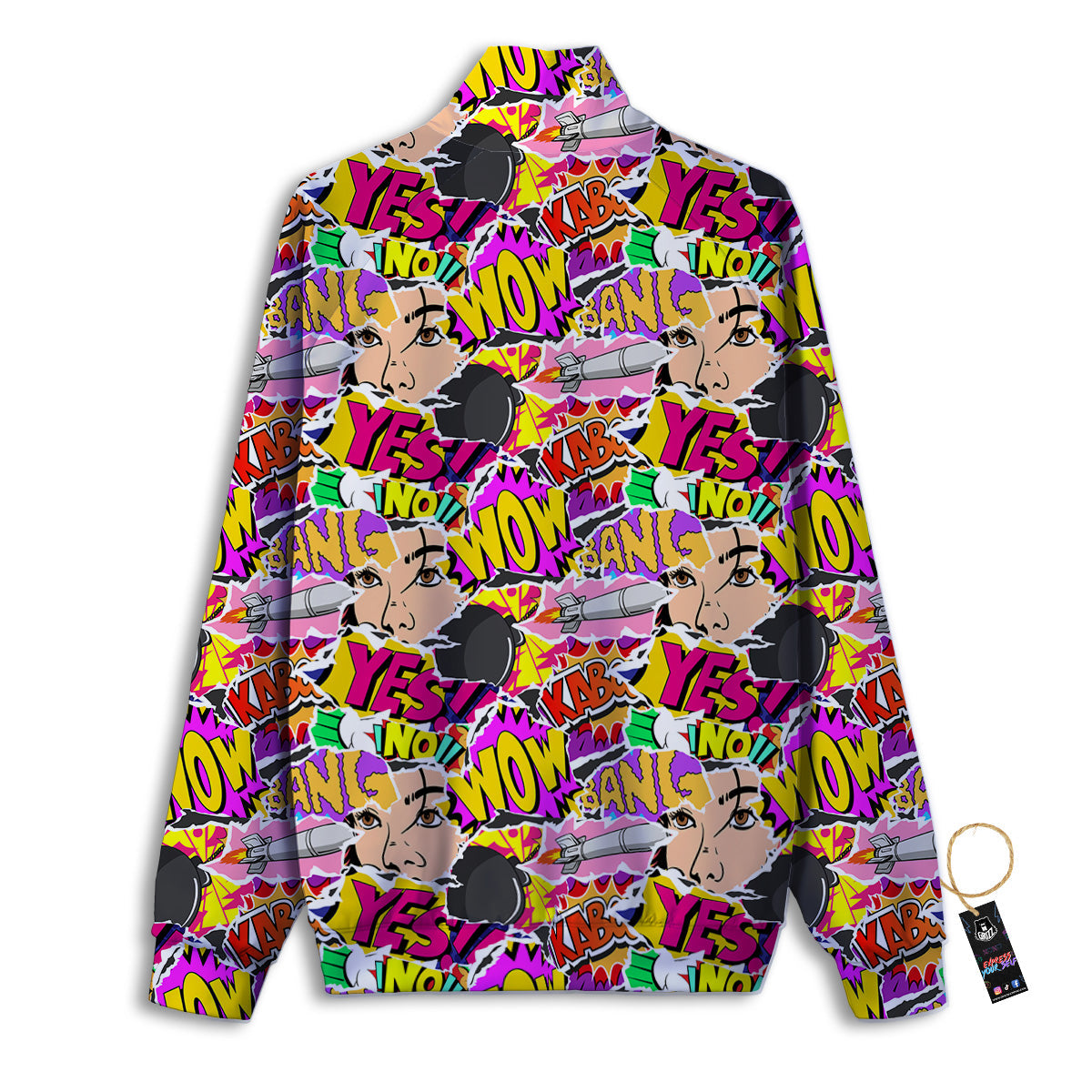 Pop Art Comics Print Pattern Track Jacket-grizzshop