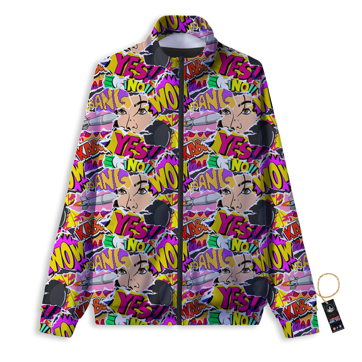 Pop Art Comics Print Pattern Track Jacket-grizzshop
