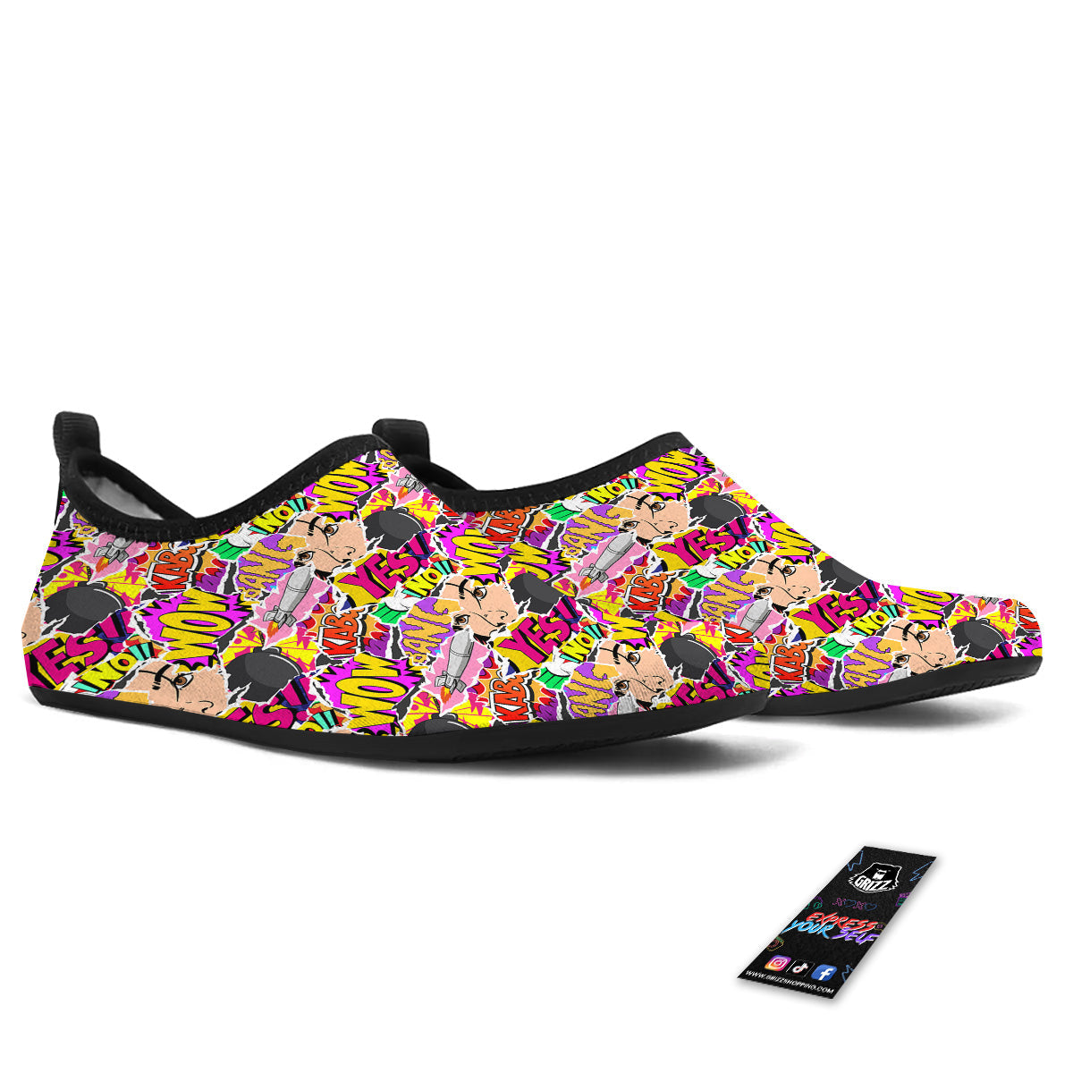 Pop Art Comics Print Pattern Water Shoes-grizzshop