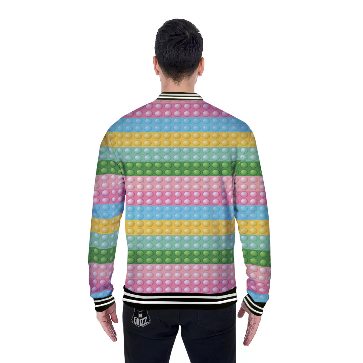 Pop It Pastel Color Print Pattern Baseball Jacket-grizzshop