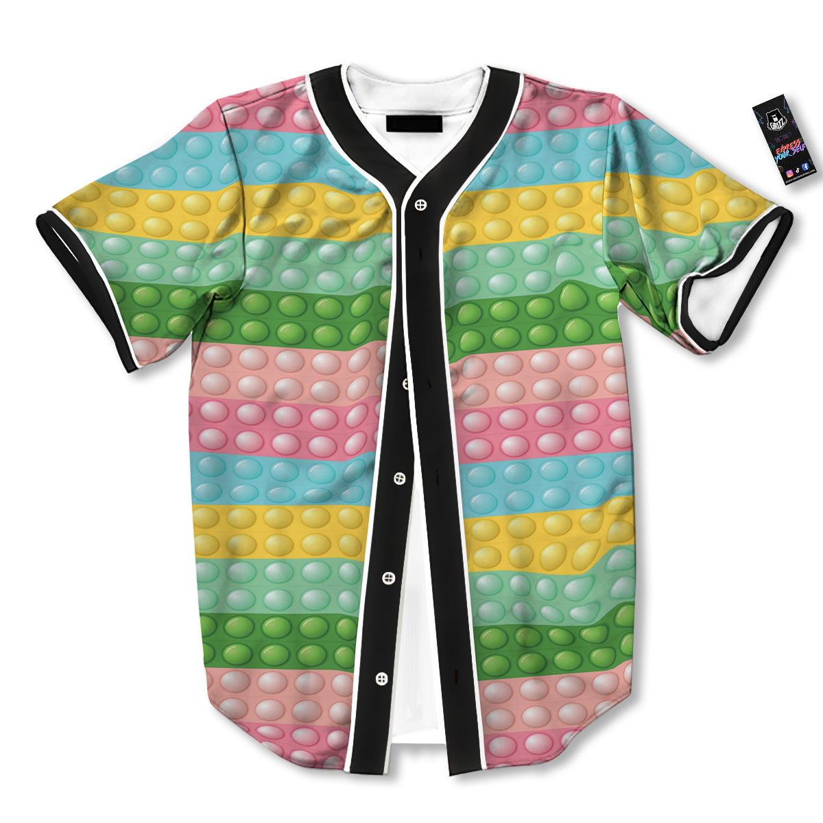 Pop It Pastel Color Print Pattern Baseball Jersey-grizzshop