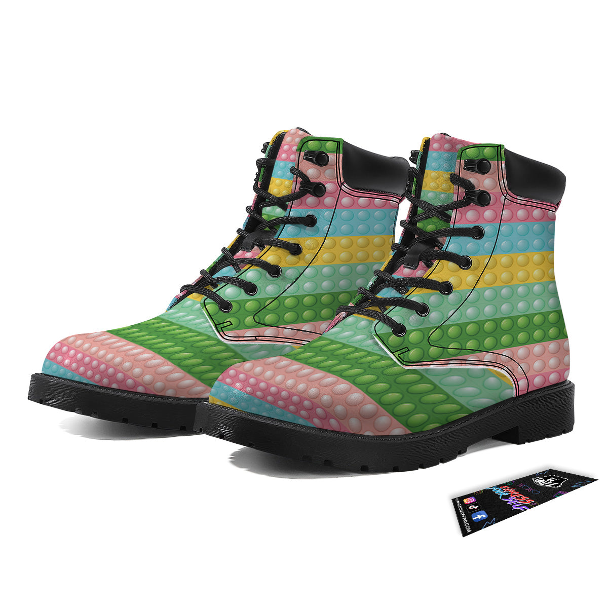 Pop It Pastel Color Print Pattern Boots-grizzshop