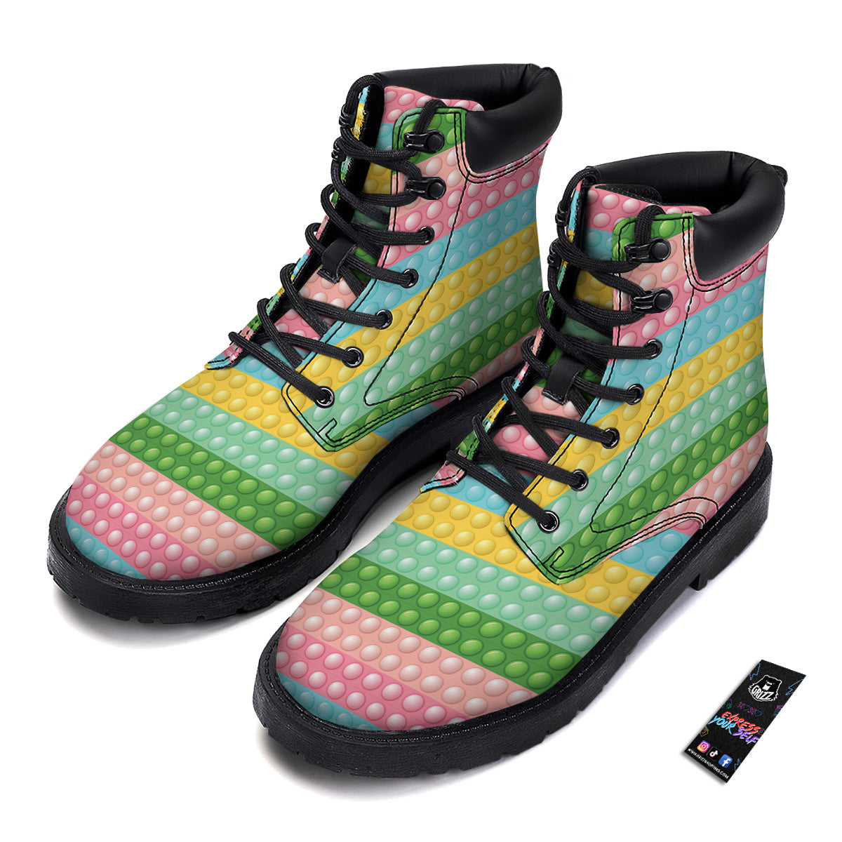 Pop It Pastel Color Print Pattern Boots-grizzshop