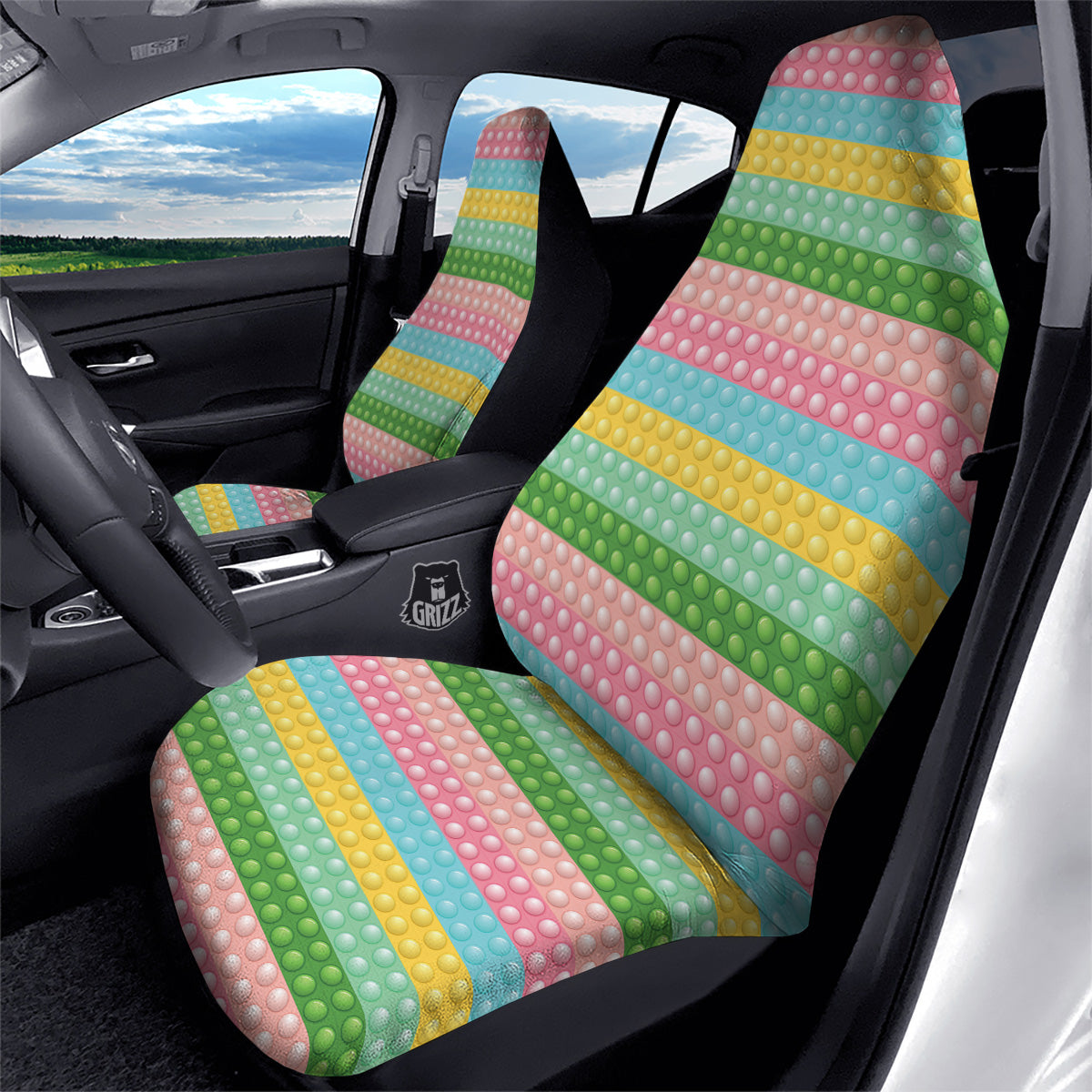 Pop It Pastel Color Print Pattern Car Seat Covers-grizzshop